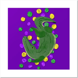 Paper Craft Mardi Gras Gator Posters and Art